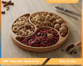 Cnc Router Files For Serving Tray, Plate, Wood Nut Tray Files, Dxf, Stl, Svg
