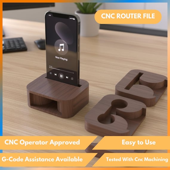 Phone Holder CNC Router File - Wooden Phone Amplifier, Phone Stand, Office Storage Tray Dxf, Svg, Stl Cut Files