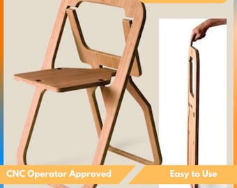 Archivo de corte CNC para taburete y silla plegables, silla de fresadora CNC de 18 mm, archivos de corte láser, SVG, DXF, Vcarve, muebles de madera CNC, archivo plano CNC