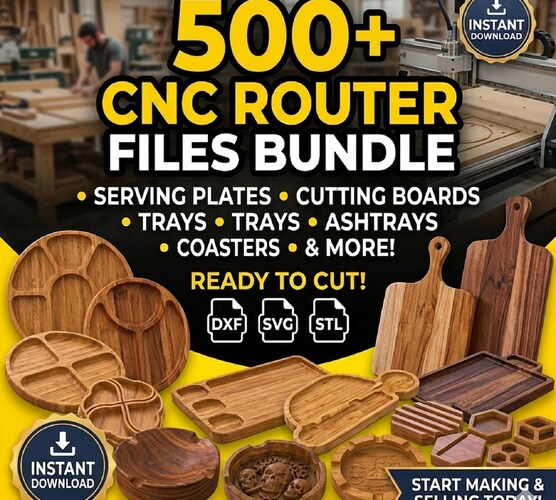 500+ CNC Router Files Bundle — Woodworking Templates for Serving Plates & Cutting Boards