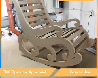 File di taglio CNC per sedia a dondolo in legno: SVG, DXF, Vcarve (Download immediato)