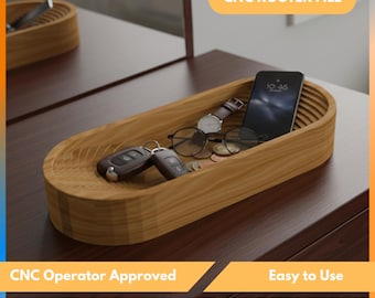 Cnc Router File For Valet Tray | 3D Wood Contour Catchall Dish Digital Template | Dxf, Svg, Stl