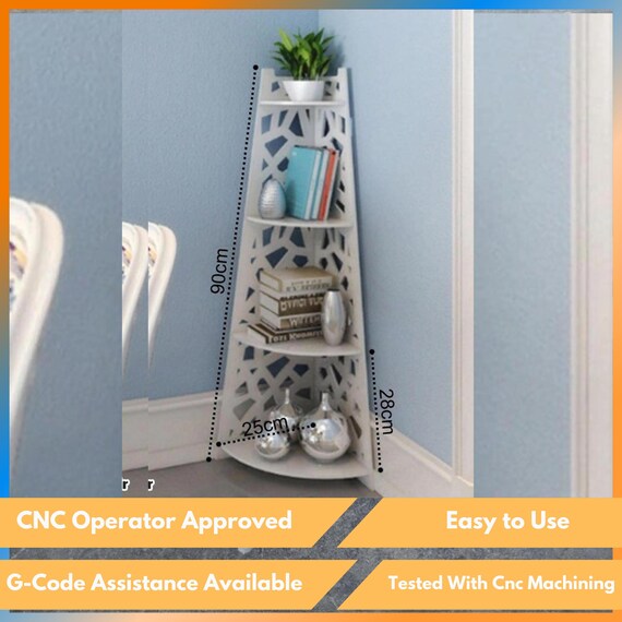 Corner Bookshelf CNC Cutting File: Laser Cut SVG, DXF, Vcarve (Instant Download)