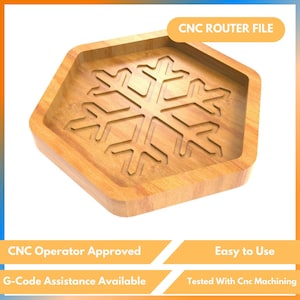 CNC Files Snowflake Serving Tray Template – Premium Wood Router Cutting Digital Download – Svg Dxf Stl Ai Eps – Perfect Winter Kitchen Decor