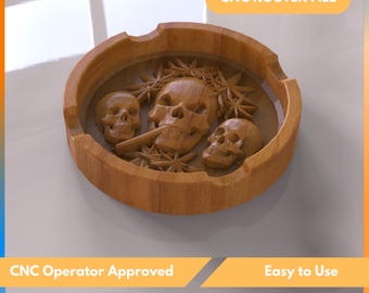 CNC Router Files For Skull Cigar Tray – Stl File – Ashtray Wood Router -  Artcam, Aspire, Easel, Vcarve