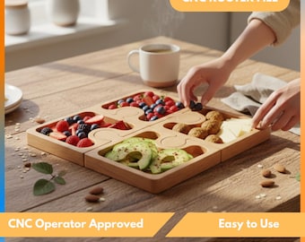 Archivo para fresadora CNC para bandeja de servir tipo puzzle, plato para servir, bandeja para frutos secos (DXF, STL, SVG, EPS, AI)