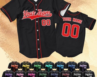 Custom Black Baseball Jersey for Men Women Youth Kid,Personalized Team Name And Number Stitched Uniform,Gift for Baseball Fans