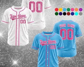 Custom Glitter Baseball Jersey for Men Women Youth Kid,Personalized Team Name And Number Stitched Uniform,Gift for Baseball Fans