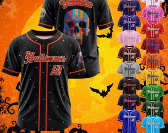 Custom Baseball Jersey Halloween Outfit Personalized Team Name Number Logo Horror Jerseys Trick or Treat Shirt for Kid Youth and Adults