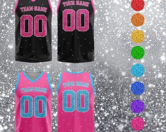 Custom Glitter Basketball Jersey Personalized Stitched Sequins Team Name Number Matching Uniform Cheer Jerseys Gifts for Men Women Youth Kid