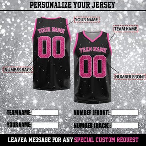 Custom Glitter Basketball Jersey Personalized Stitched Sequins Team Name Number Matching Uniform Cheer Jerseys Gifts for Men Women Youth Kid image 3