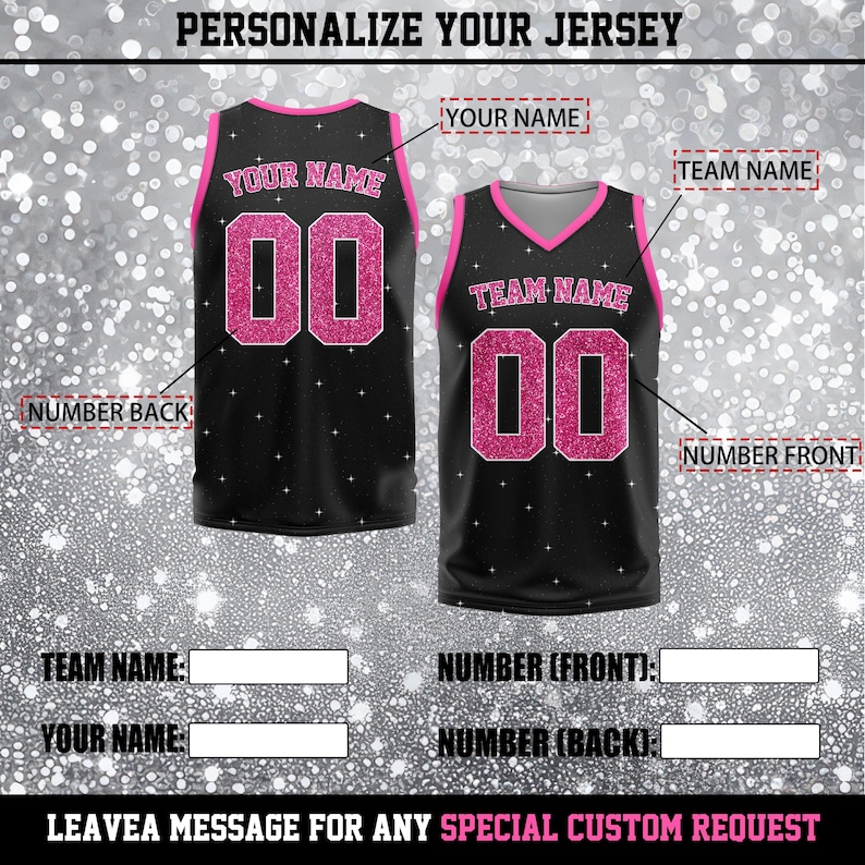 Custom Glitter Basketball Jersey Personalized Stitched Sequins Team Name Number Matching Uniform Cheer Jerseys Gifts for Men Women Youth Kid image 3