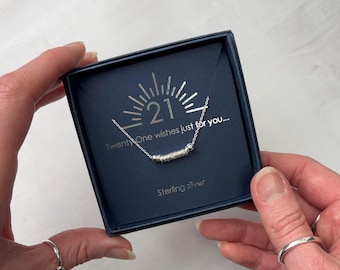 21st Birthday necklace sterling silver links on chain Handmade gift boxed gifts for her birthday present milestone jewellery