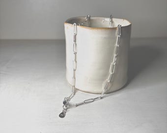 Sterling silver paperclip link chain necklace