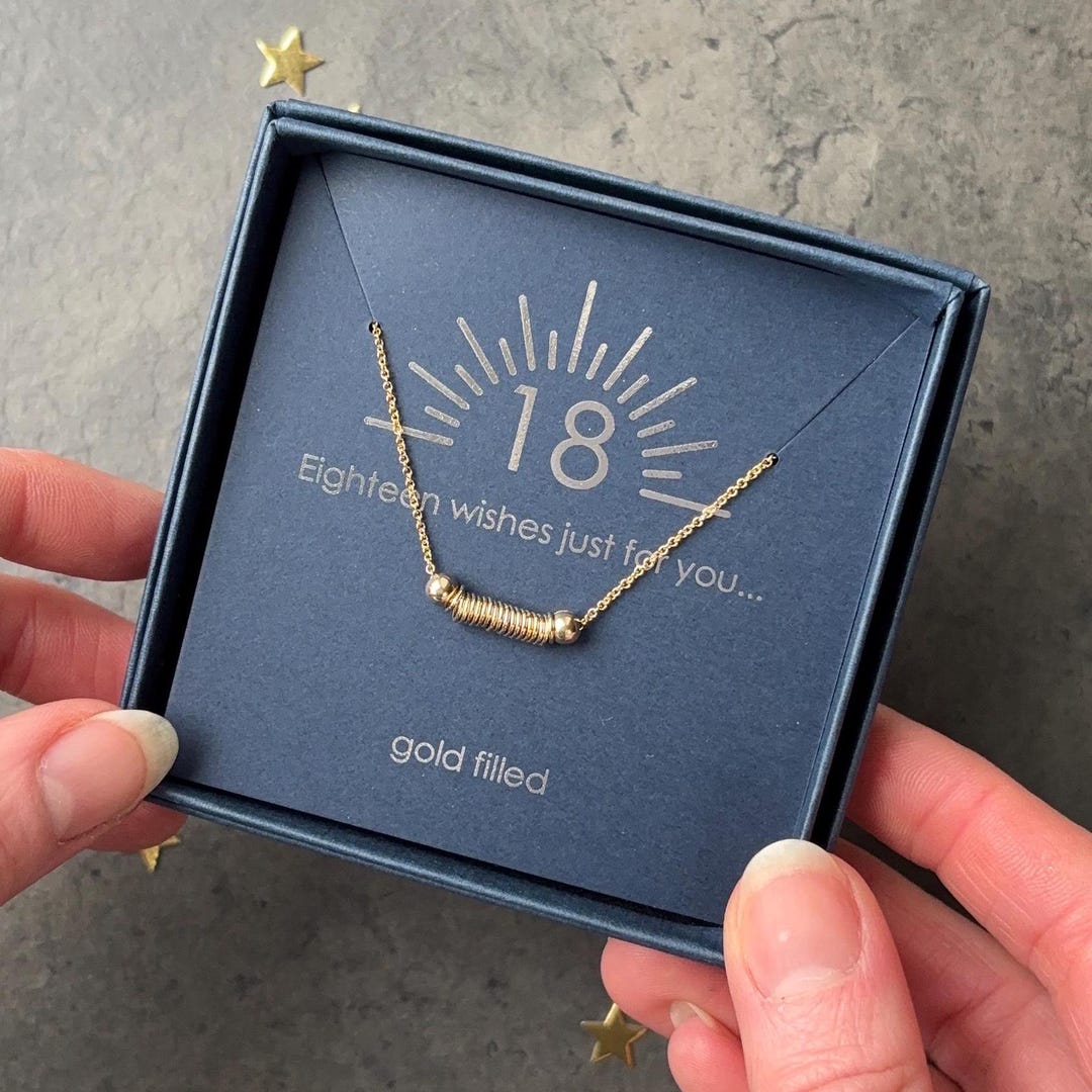 Gold 18th Birthday Necklace Featuring 18 Gold Filled Links on Delicate ...