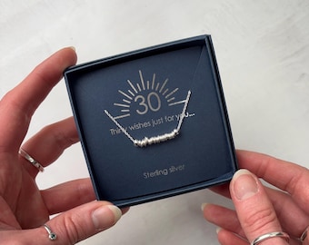 Special 30th Birthday necklace featuring 30 sterling silver links on delicate trace chain Handmade
