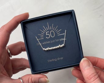 50th Birthday necklace sterling silver links on chain Handmade gift boxed gifts for her milestone birthday present gift for Mum Sister, Aunt