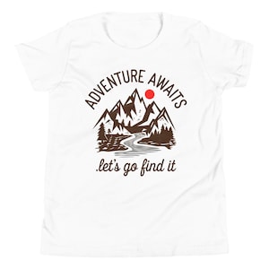 Adventure Awaits Let&#39;s Go Find It Design, Adventurer Baby Bodysuit, Hiking Baby Clothes, Camping Baby Gift T-Shirt