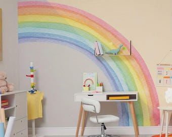 Stickers muraux décoratifs arc-en-ciel - Stickers style nordique pour salon et chambre de fille