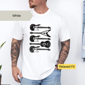 Guitar Collection T-Shirt - Cool Music Lover Tee - Rock Band Shirt - Musician Gift - Guitar Player Tee - Vintage Concert Style