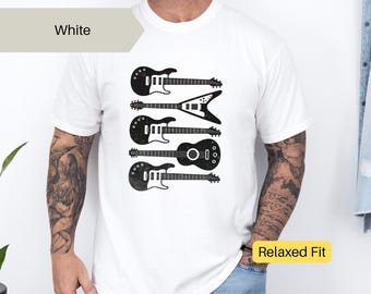 T-shirt Guitar Collection – T-shirt muziekliefhebber, rockbandcadeau