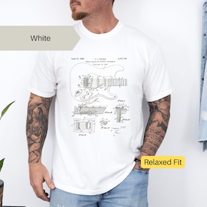 Guitar Patent T-Shirt – Vintage Electric Guitar Blueprint Tee for Musicians, Collectors, Fender Fans, Rockers & Music Lovers