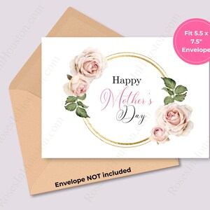 Mother's Day Cards Instant download and Printable, Flower Mother's Day Card, Last Minute Mother's Day Gifts, Rose Mother's Day Card