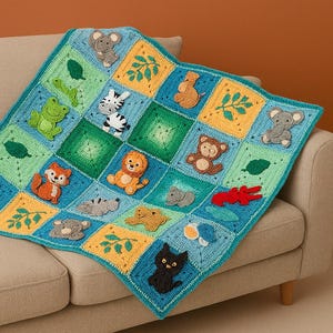 Tier Babydecke Häkelanleitung – Jungle Friends Digitale PDF
