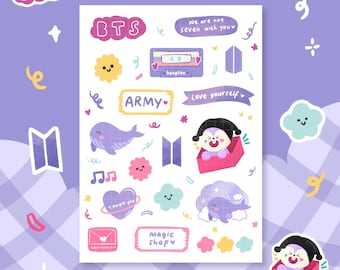 BTS Sticker Sheet: Bangtan Kpop Vinyl Stickers - Waterproof