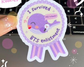 BTS Enlistment Survival Sticker: Kpop Laptop Glitter Decal