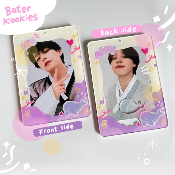 BTS Army Kpop Photocard Holder: Purple Whale Acrylic Double-sided