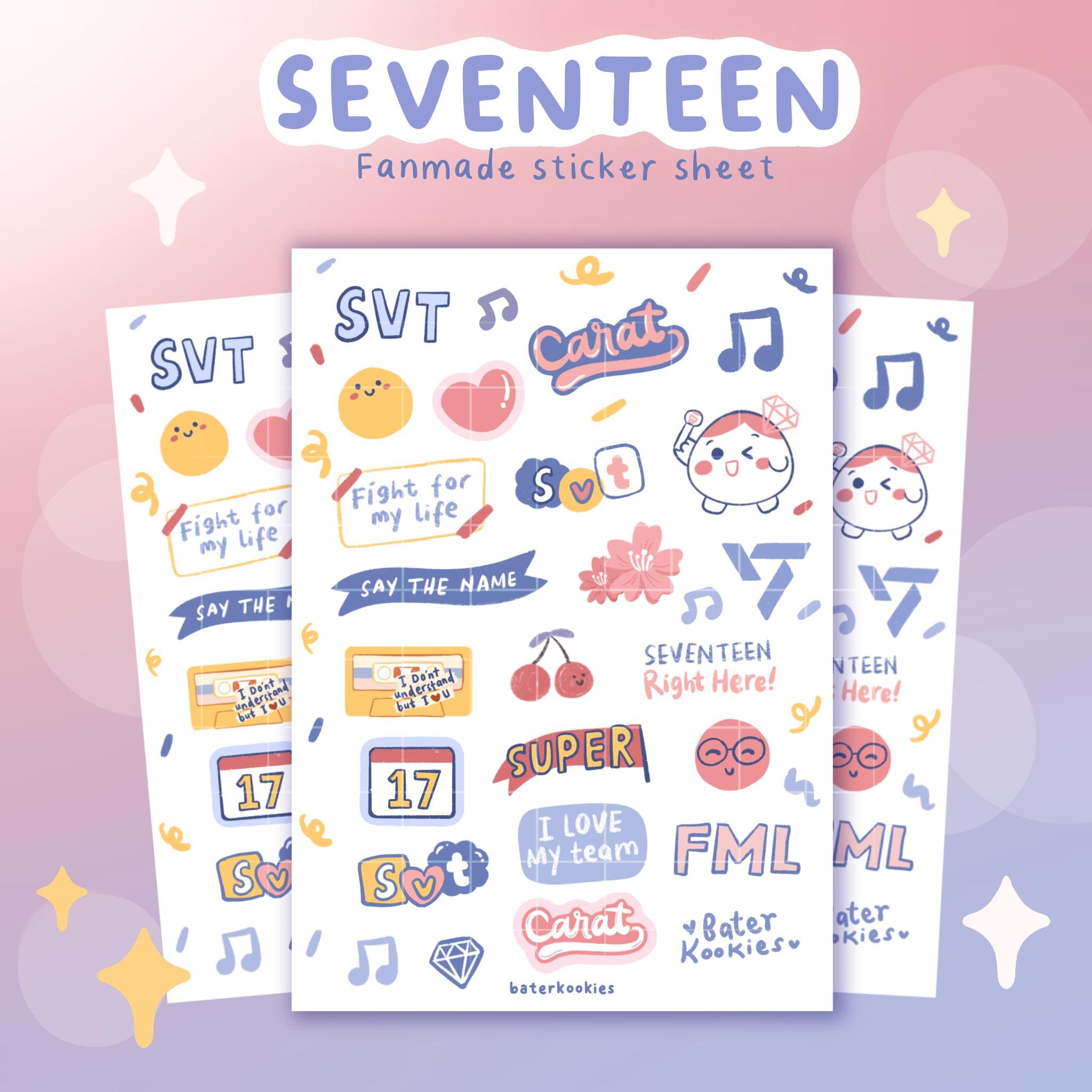 Seventeen FML Kpop Sticker Sheet: Waterproof Vinyl Laptop Decals