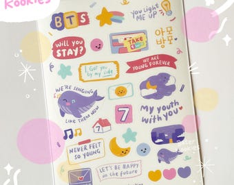 BTS Sticker Sheet: Take Two Bangtan Kpop Vinyl Stickers - Waterproof