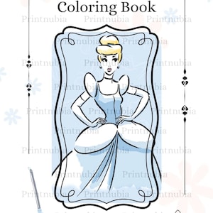 Disney Prinzessinnen Malbuch, Malseiten für Kinder, digitale Färbung, druckbare Färbung, Cinderella Malseiten, Malseiten für Kinder,