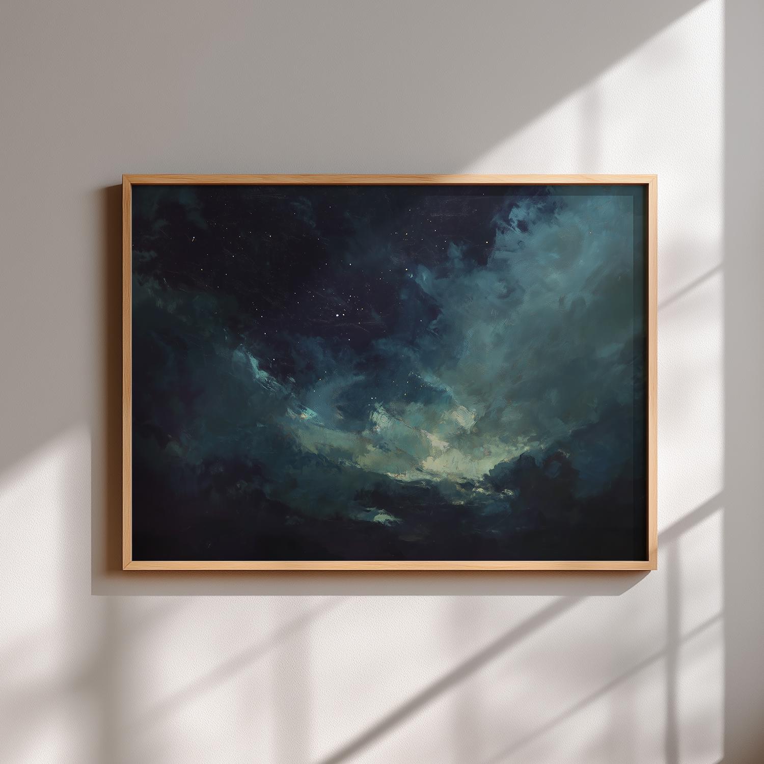 Night Sky Oil Painting | Starry Night Illustration | Vintage Celestial ...