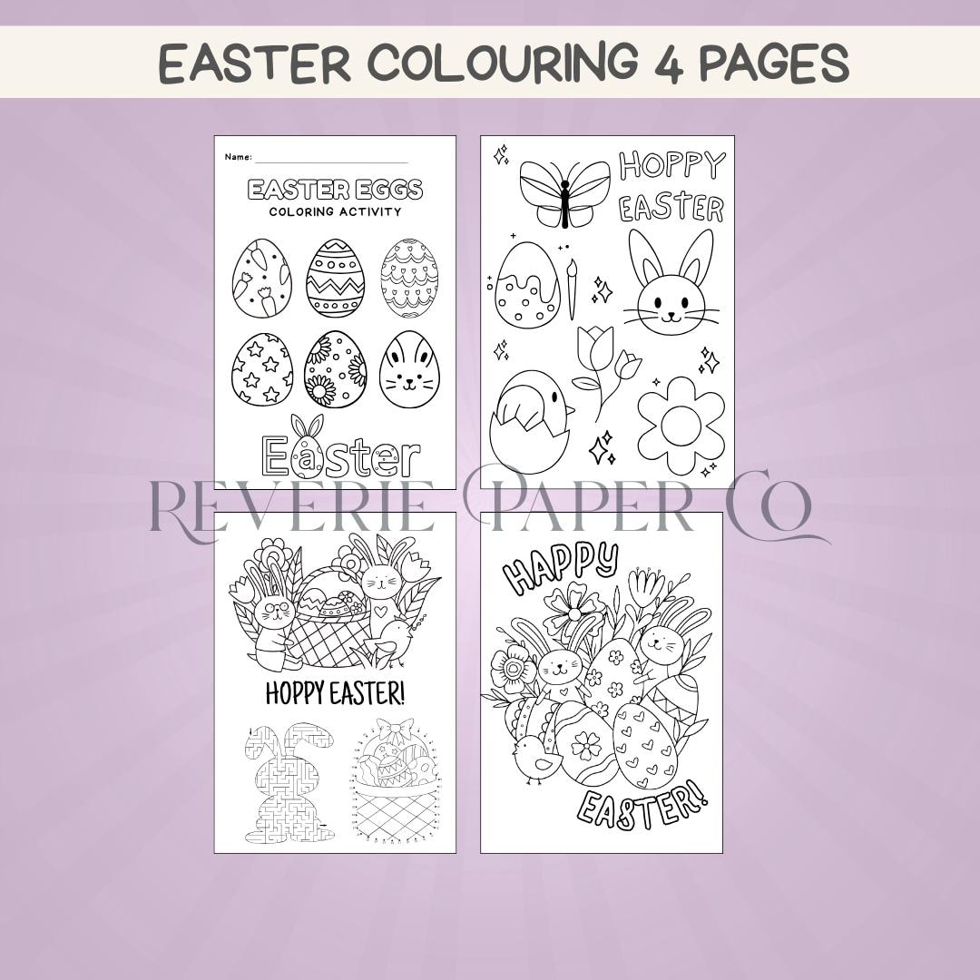 Cute Easter Printable Colouring Pages for Kids and Toddlers - Etsy