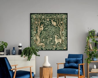 William Morris inspirierte Waldtier-Leinwand – Wandbild mit Waldtieren für Kinderzimmer oder Naturdekoration