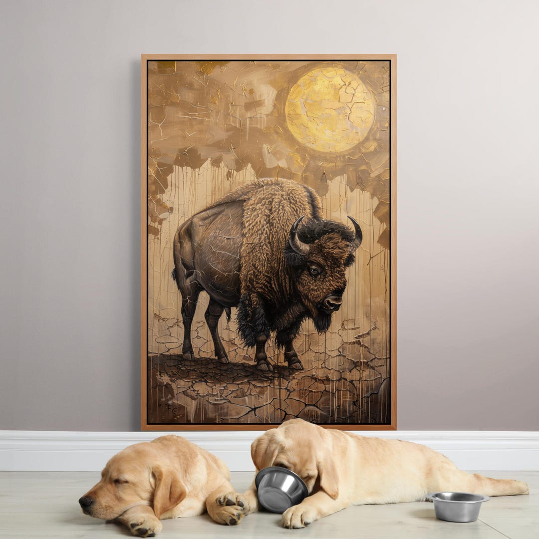 Buffalo Western Wall Art Print – Rustic Bison Canvas for Southwest Home ...