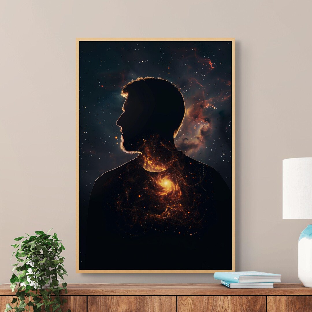 Galaxy Within Portrait Canvas – Cosmic Silhouette Wall Art for ...