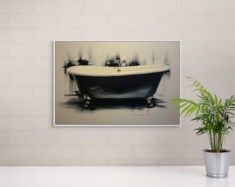 Artystyczny obraz na płótnie z motywem wanny – czarno-biały wydruk w ramie do eleganckiego domu