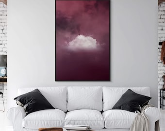 Art mural nuage rouge bordeaux - Impression sur toile bordeaux foncé pour une décoration de salon élégante