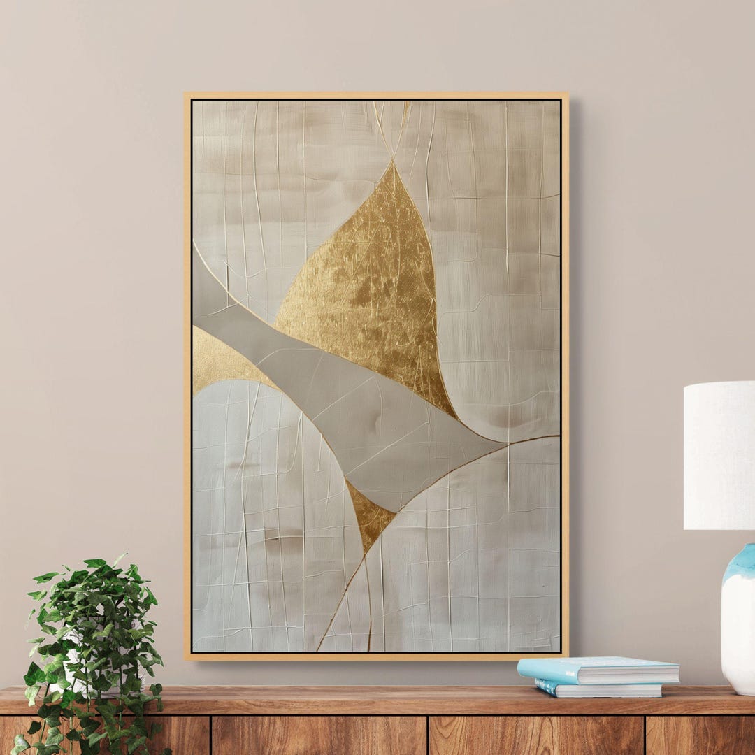 Textured Gold Abstract Canvas – Modern Neutral Wall Art for Elegant ...