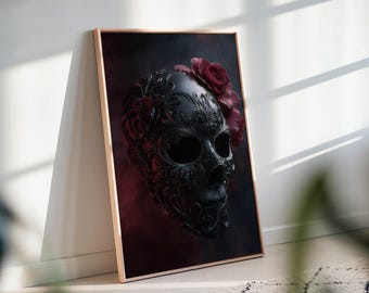 Victorian Skull & Rose Canvas – Elegant Macabre Wall Art for Romantic Home
