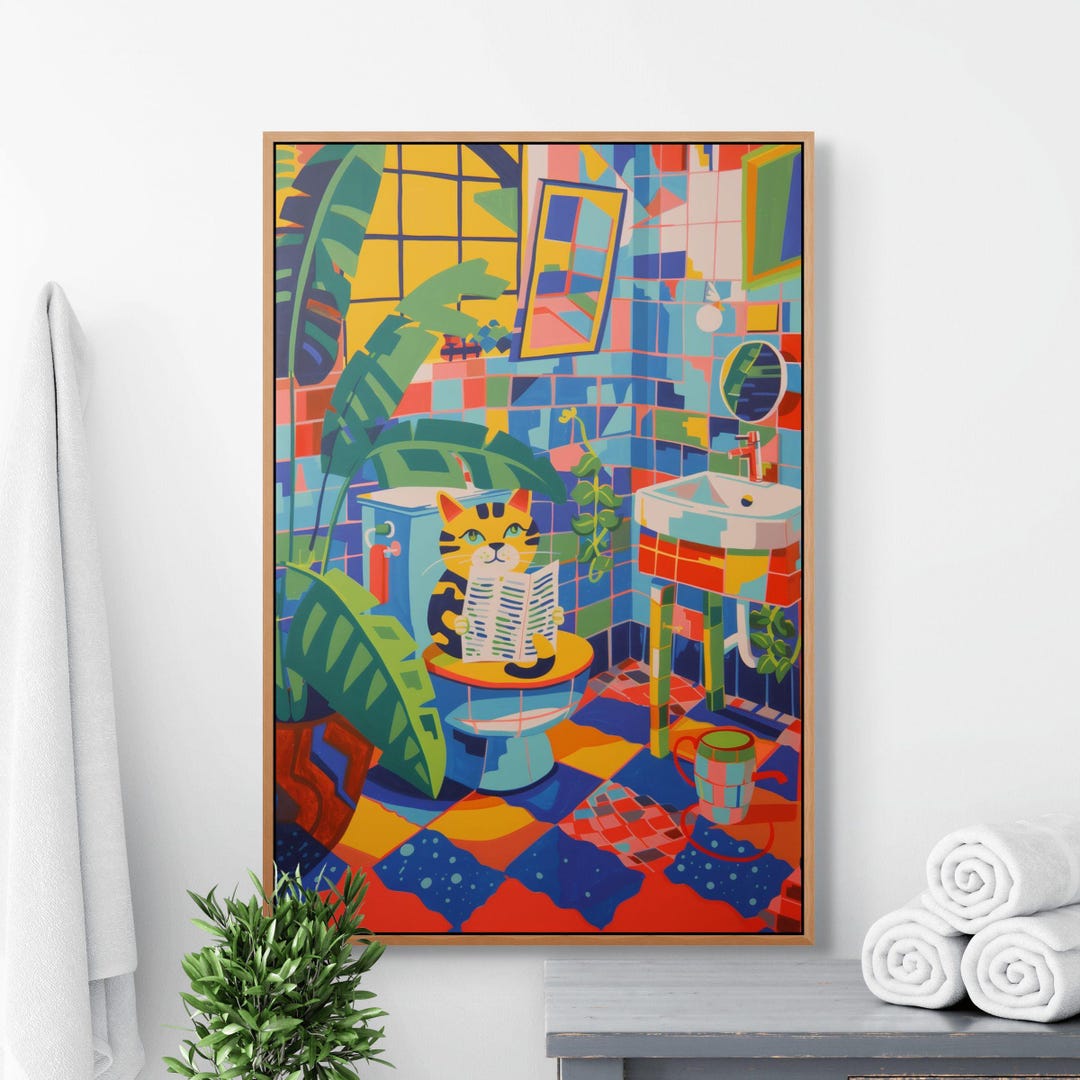 Funny Fauvism Cat Wall Art – Henri Matisse Style Canvas Print for ...