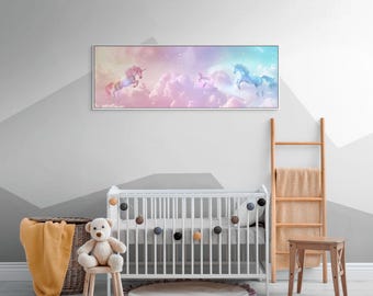Unicorn Nursery Wall Art – Dreamy Pastel Canvas for Girls Fantasy Room Decor