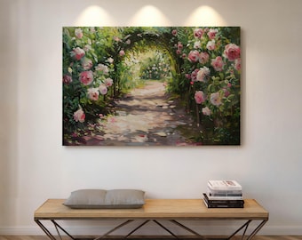 Claude Monet Style Garden – Romantic Floral Path Canvas for Wall Art Lovers