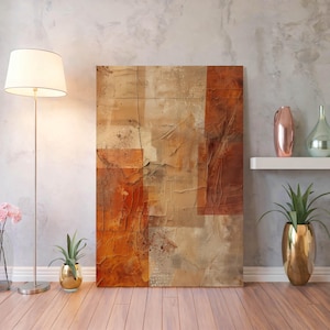 Terracotta Texture Canvas – Abstract Cracked Wall Art in Earthy Warm Tones