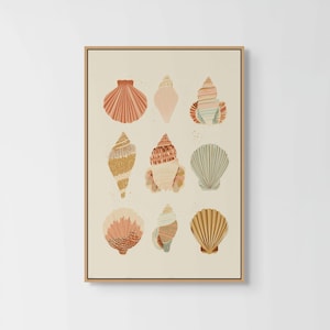 Minimalist Seashell Canvas Print - Earthy Tones Wall Art for Bathroom Decor