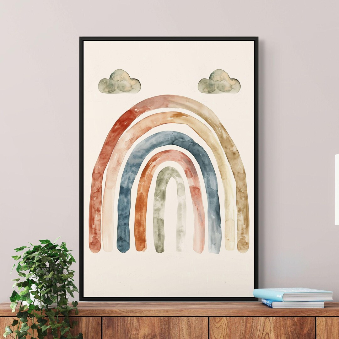 Watercolor Rainbow Print – Neutral Boho Nursery Wall Art - Etsy