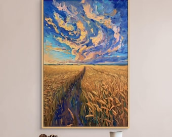 束のある麦畑 - ヴィンセント・ヴァン・ゴッホの手描きの油絵複製、夏